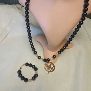 Vintage 14K Gold Filled Pendant With Natural Garnate Gemstone Beaded Necklace